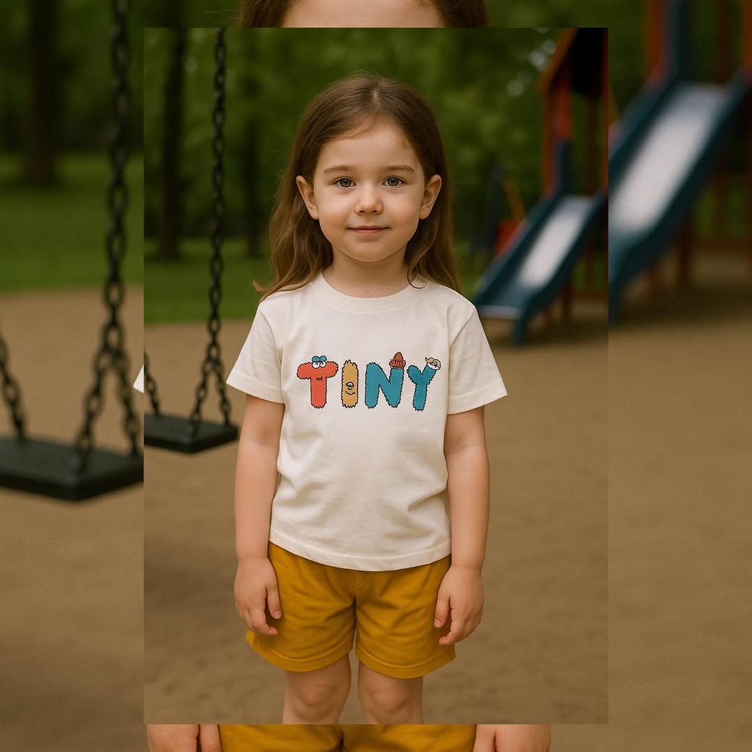 عکس تنخور ست تیشرت شلوارک دخترانه طرح tiny