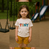 عکس تنخور ست تیشرت شلوارک دخترانه طرح tiny