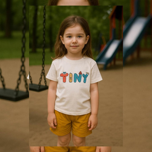 عکس تنخور ست تیشرت شلوارک دخترانه طرح tiny