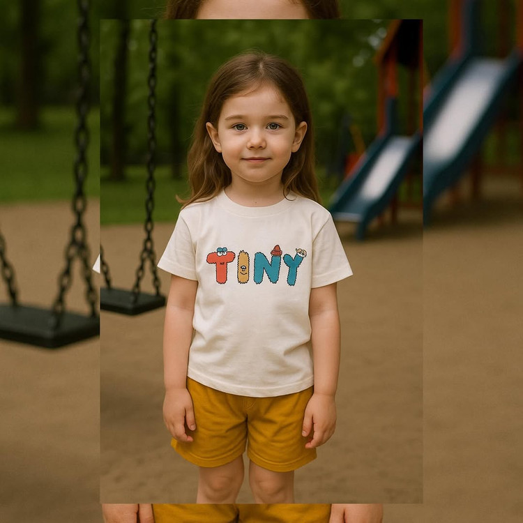 عکس تنخور ست تیشرت شلوارک دخترانه طرح tiny
