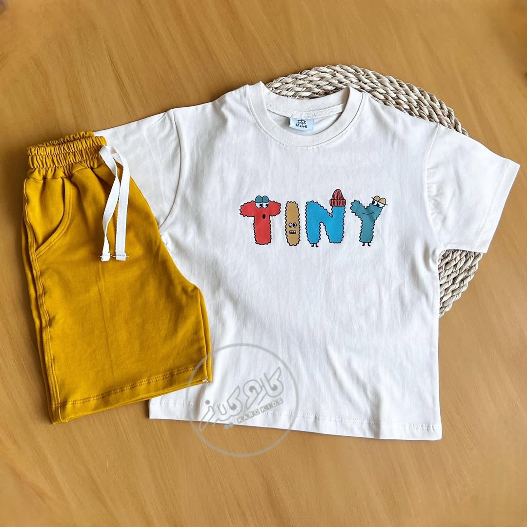 عکس ست تیشرت شلوارک دخترانه طرح tiny
