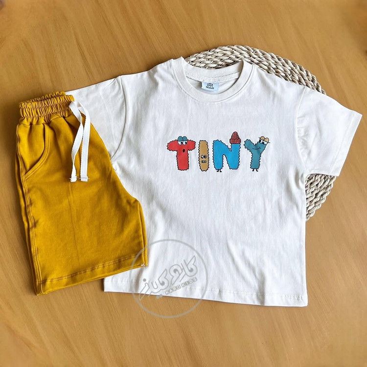 عکس ست تیشرت شلوارک دخترانه طرح tiny