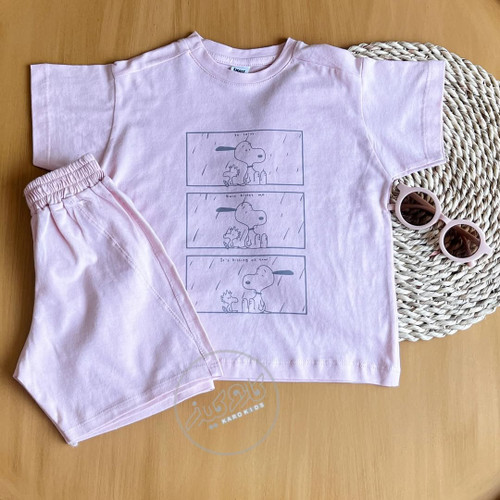 عکس ست تیشرت شلوارک اسپرت طرح اسنوپی جنس نخ و پنبه