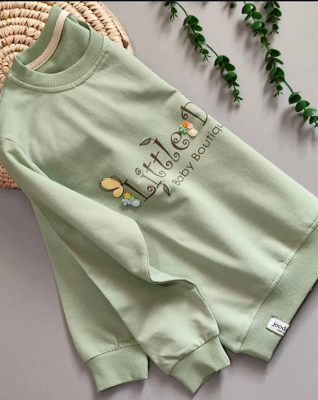 دورس سبز رنگ دخترانه طرح گل و پروانه