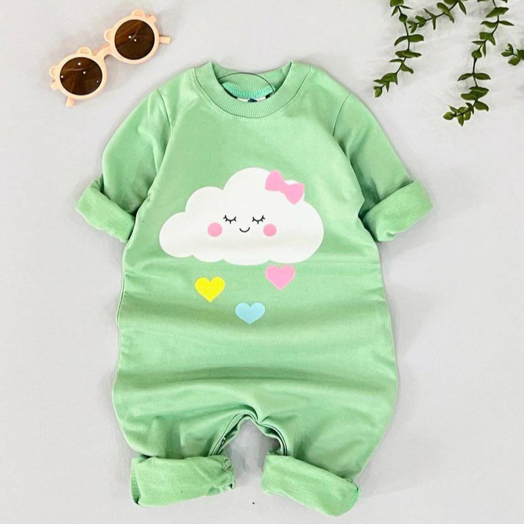 سرهمی دخترانه طرح ابر و قلب جنس دورس دو نخ فول پنبه