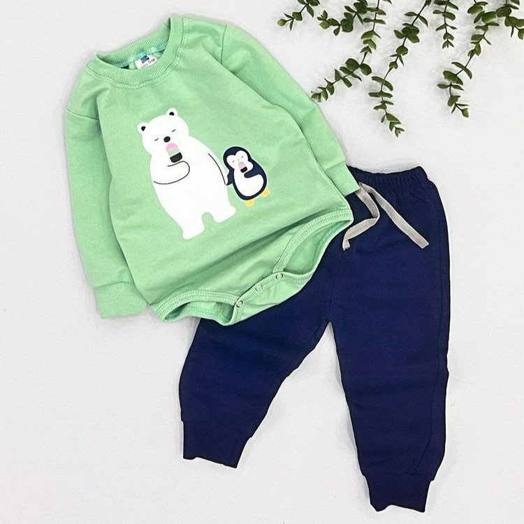 بادی شلوار پسرانه طرح خرس و پنگوئن