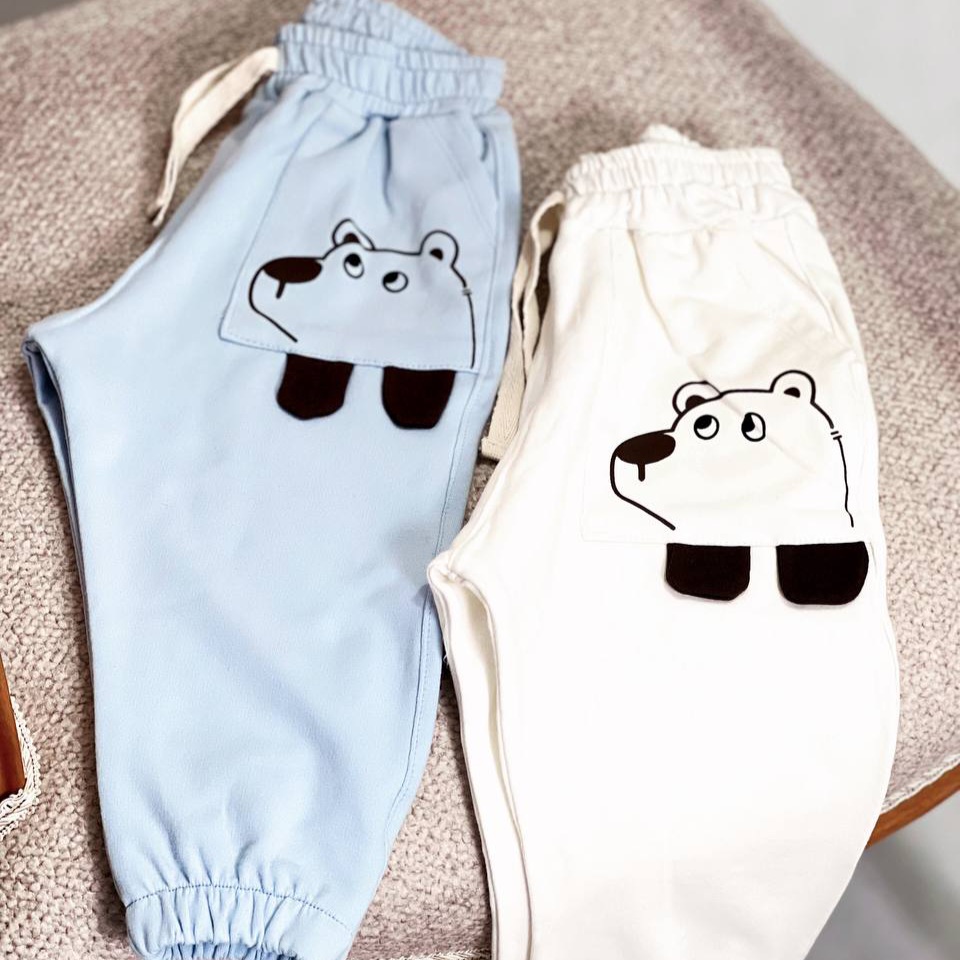 شلوار بچه گانه طرح خرسی تیکه دوزی شده