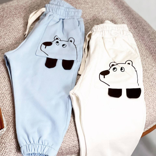 شلوار بچه گانه طرح خرسی تیکه دوزی شده