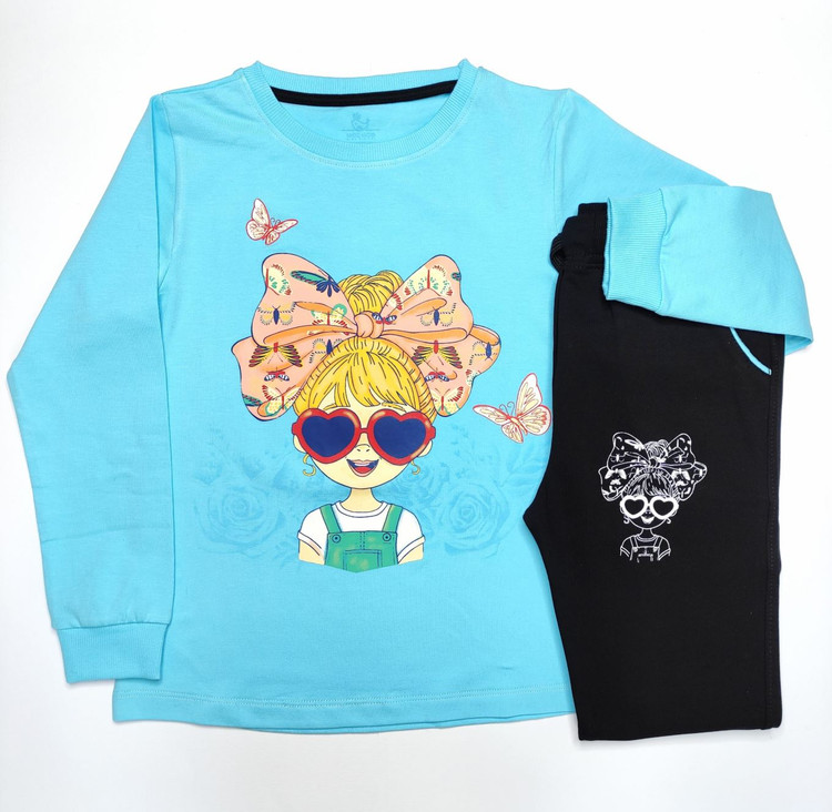 ست ابی به همراه شلوار