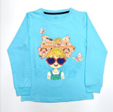 بلوز ست آبی رنگ دخترک عینکی