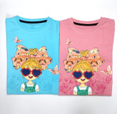 بلوز صورتی وآبی