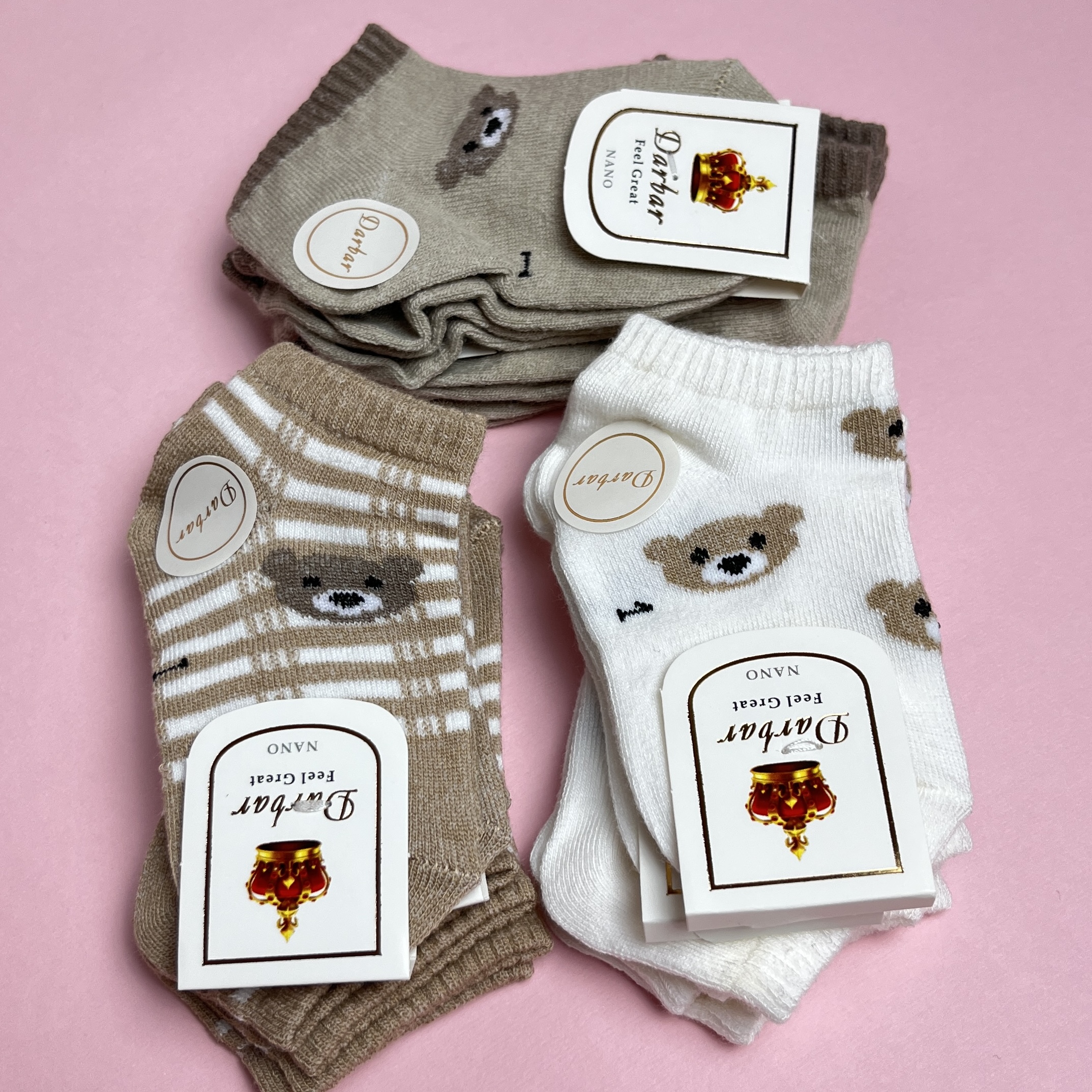 جوراب بچگانه باکیفیت طرح خرسی | سایز 1