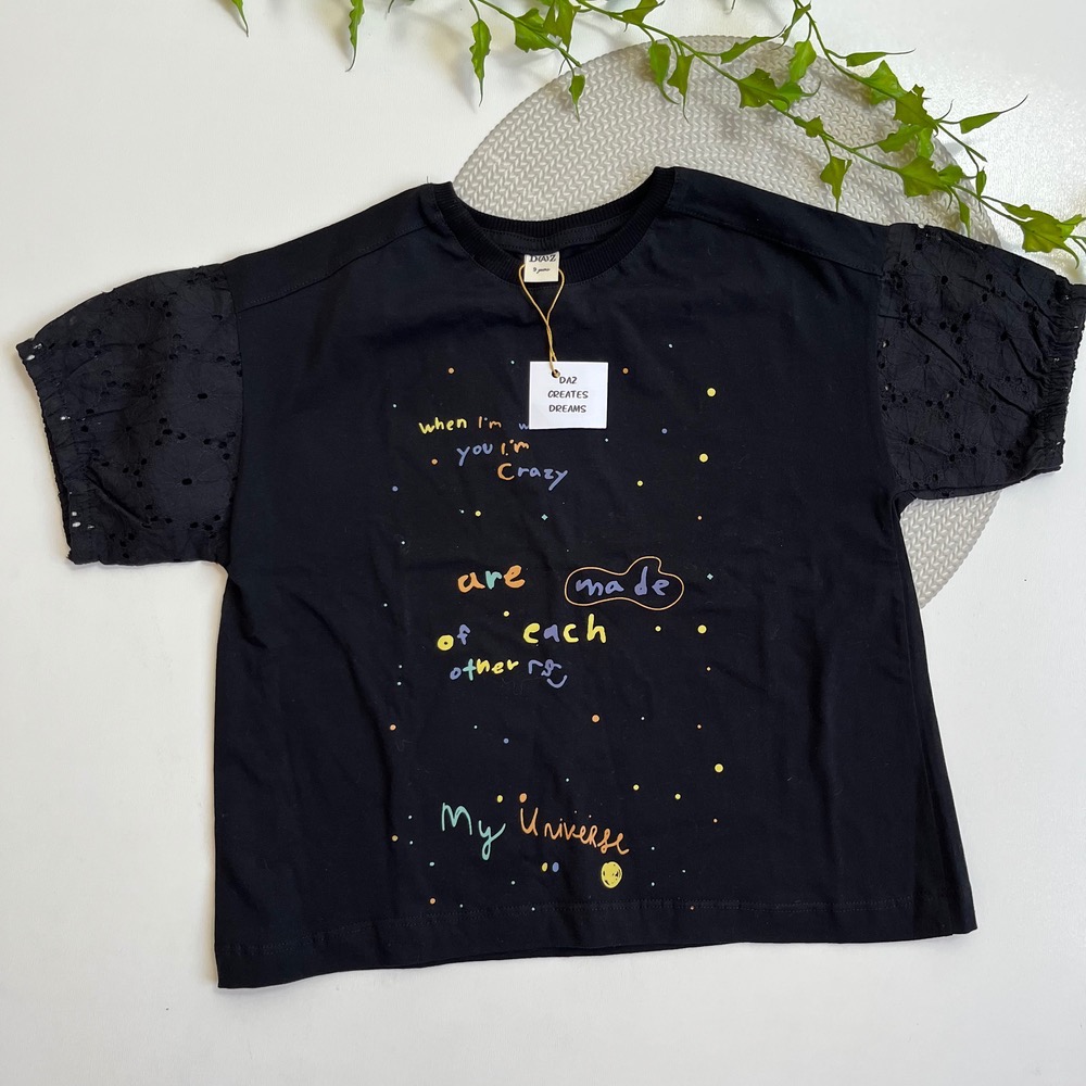 کراپ دخترانه رنگ مشکی جنس نخ پنبه سایز ۹ سال