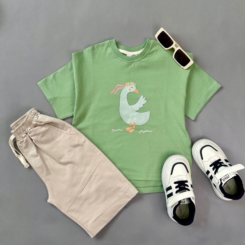 تیشرت تک اسپرت بچگانه طرح اردک جنس پنبه یکرو | سایز ۳۵ تا ۵۰