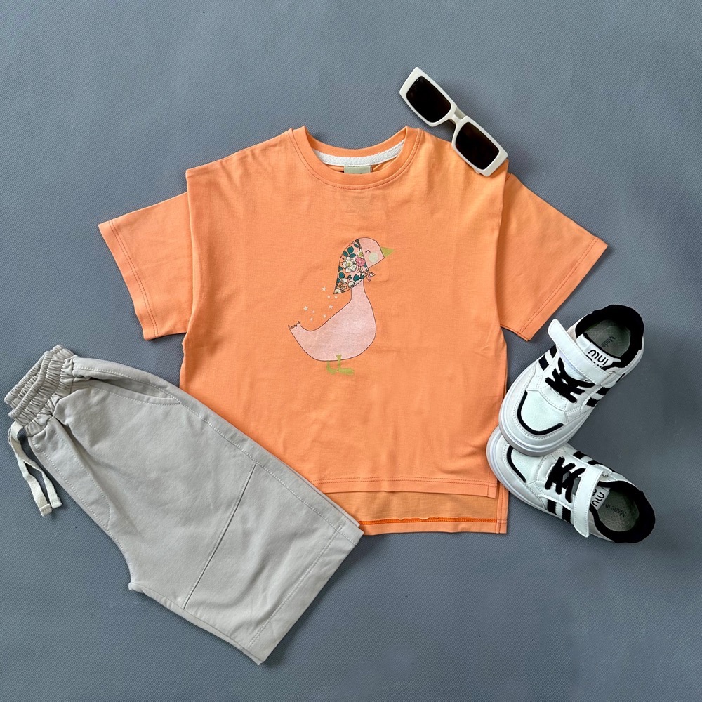 تیشرت تک اسپرت بچگانه طرح اردک جنس پنبه یکرو | سایز ۳۵ تا ۵۰