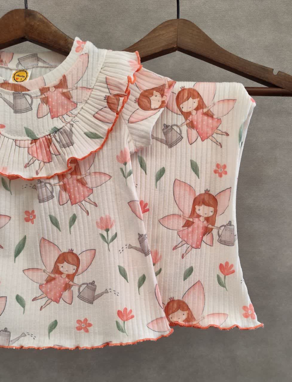 ست تیشرت و شلوار راحتی دخترانه طرح فرشته  | سایز ۱ تا ۶ سال