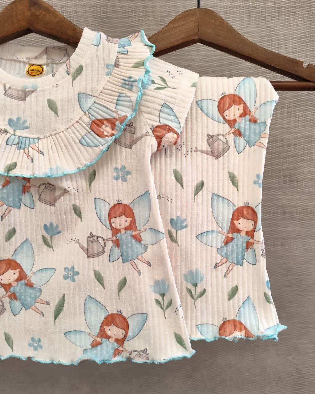 ست تیشرت و شلوار راحتی دخترانه طرح فرشته  | سایز ۱ تا ۶ سال