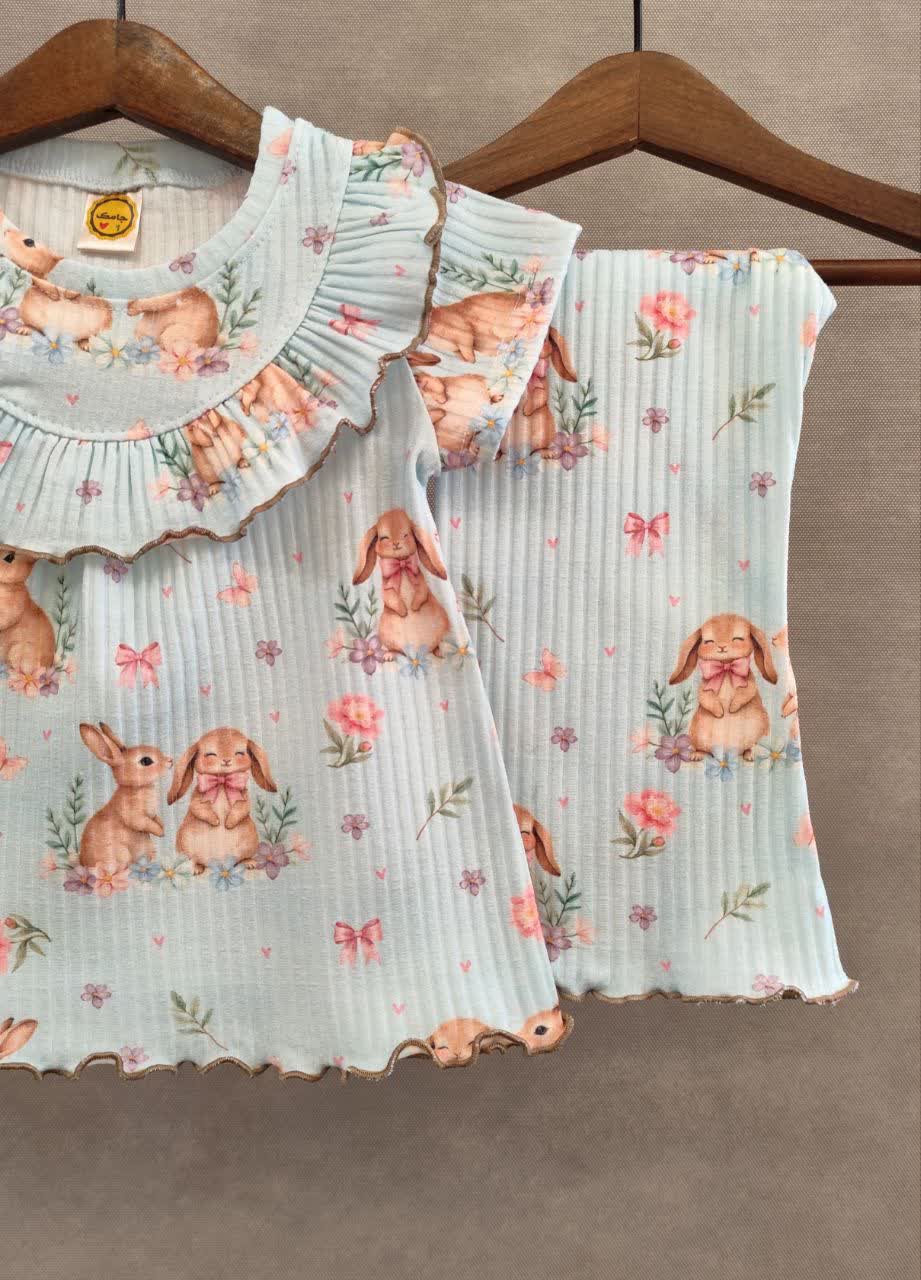 ست تیشرت و شلوار راحتی دخترانه طرح خرگوش  | سایز ۱ تا ۶ سال