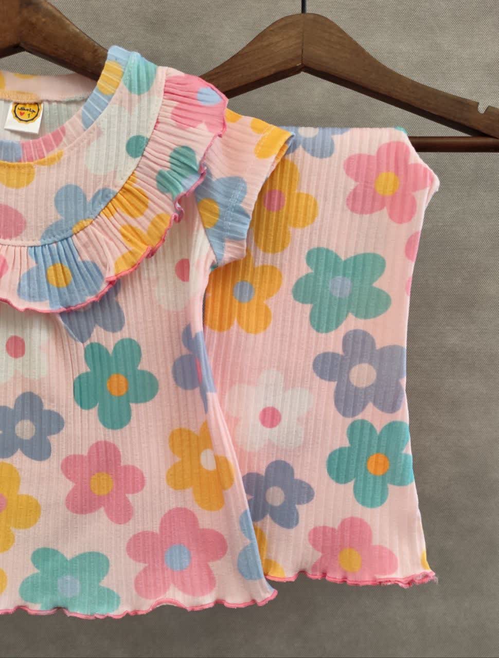 ست تیشرت و شلوار راحتی دخترانه طرح گل  | سایز ۱ تا ۶ سال