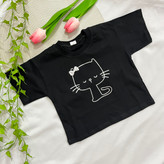 کراپ تک دخترانه طرح گربه جنس پنبه یکرو در ۵ رنگ | سایز ۴۰ و ۴۵