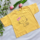 کراپ تک دخترانه طرح گربه جنس پنبه یکرو در ۵ رنگ | سایز ۴۰ و ۴۵