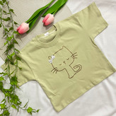 کراپ تک دخترانه طرح گربه جنس پنبه یکرو در ۵ رنگ | سایز ۴۰ و ۴۵