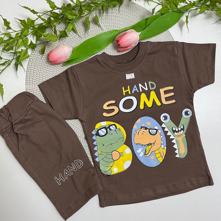 ست تیشرت و شلوارک پسرانه طرح handsome boy جنس پنبه یکرو| سایز ۳۵ تا ۴۰