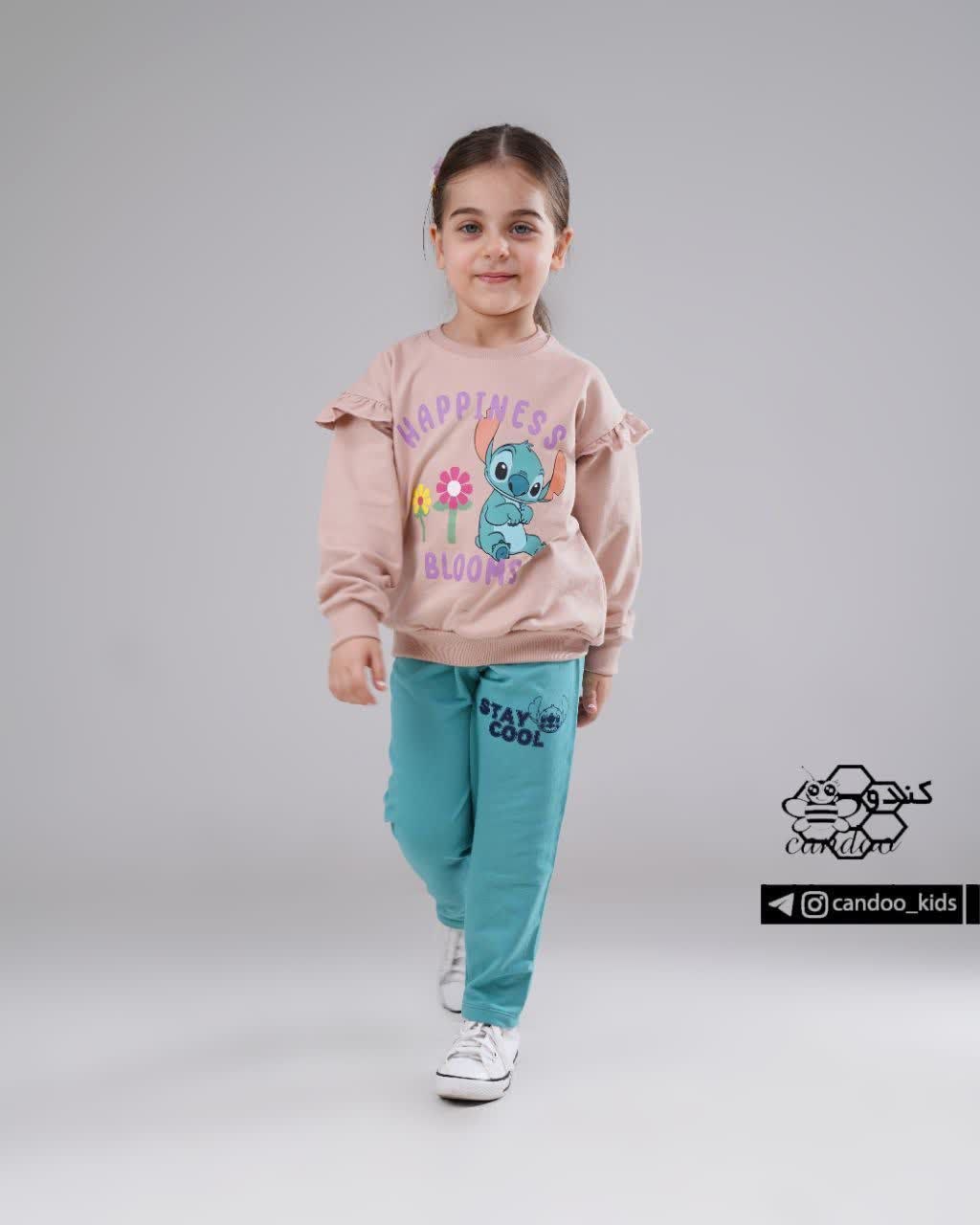 ست بلوز و شلوار دورس بچگانه طرح استیچ جنس دورس پنبه لاکرا | سایز  40 تا 55